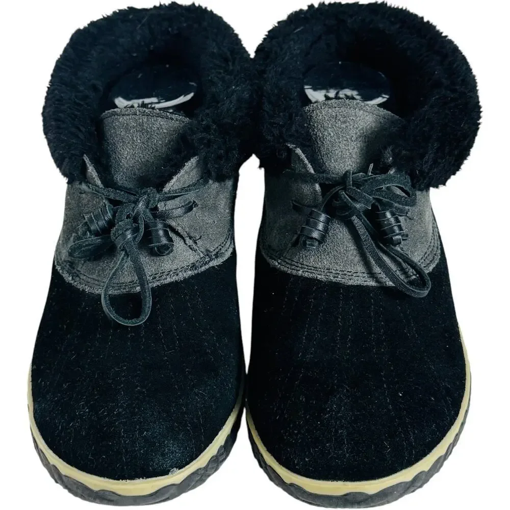 Sperry Top Sider Women's Elayna Duck Black Suede Sherpa Lined Boots Size 10